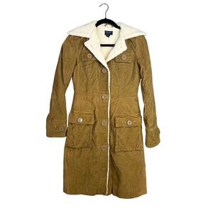 American Eagle Velveteen Sherpa Lined Long Jacket Coat Size XS Y2K Boho